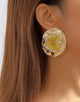 Yellow Rhinestone Geometric Earrings
