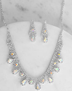 Sparkling Rhinestone Colorful Necklace and Earrings Set
