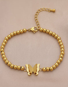 Gold Double Layer Butterfly Bracelet