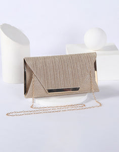 Simple Pleated Sequin Gold Handbag