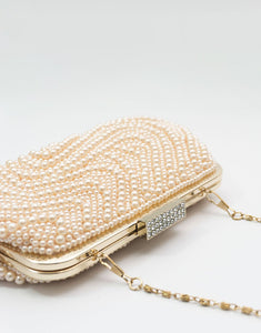 Champagne Wave Print Pearl Handbag