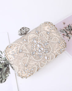 Silver Sparkly Evening Bag with Diamonds