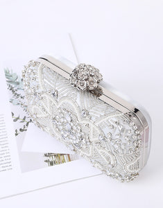 Silver Sparkly Evening Bag with Diamonds