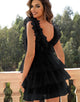Deep V Neck A Line Tulle Short Homecoming Dress With Ruffles