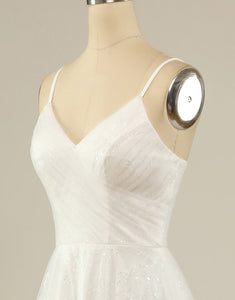 A Line Spaghetti Straps White Tulle Party Dress