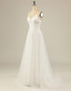 A Line Spaghetti Straps White Tulle Party Dress