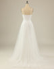 A Line Spaghetti Straps White Tulle Party Dress