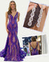 Dark Purple Mermaid Straps V-Neck Sequins Prom Dress with Accessories Set