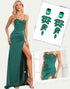 Dark Green Mermaid Spaghetti Ruched Slit Prom Dress with Accessories Set
