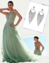 Green Lace Applique A-Line Spaghetti Tulle Prom Dress with Accessories Set