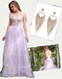 Lavender A-Line Spaghetti Sweetheart Print Prom Dress with Accessories Set