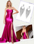 Mermaid Fuchsia Strapless Sweetheart Neck Ruched Prom Dress with Accessories Set