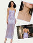 Sparkly Lilac Mermaid Backless Appliques Prom Dress with Accessories Set