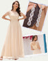 Apricot A-Line Crew Neck Lace Applique Sequin Prom Dress with Accessories Set