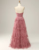 Fuchsia Sweetheart Off The Shoulder A-Line Prom Dress