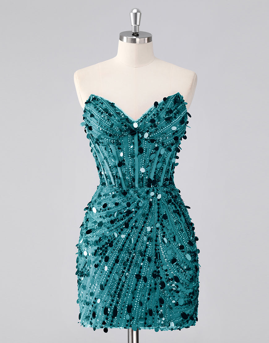 Dressself Women Sparkly Homecoming Dress Strapless Emerald Green Tight Corset Mini Cocktail Dress Dressself Women Sparkly Homecoming Dress Strapless Emerald Green Tight Corset Mini Cocktail Dress