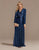 Glitter Navy Mother of the Bride Dress with Long Sleeves