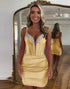 Golden Spaghetti Straps Bodycon Homecoming Dress with Sequins