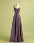 Grape Lace Up Long Satin Prom Dress