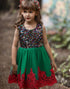 Green and Red Flower Girl Dress with Sequin