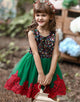 Green and Red Flower Girl Dress with Sequin