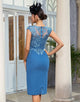 Grey Blue Two Piece Mother of the Bride Dress with Lace