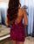 Spaghetti Straps Sequins Homecoming Dress with Lace-up Back