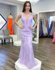 Mermaid V-neck Long Pink Prom Dress