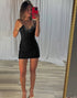 Black Corset Tight Spaghetti Straps Mini Homecoming Dress with Beading