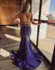 Dark Purple Mermaid Long Prom Dress With Slit