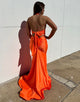 Orange Mermaid Halter V-Neck Long Prom Dress