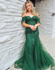 Dark Green Mermaid Long Corset Prom Dress With Appliques