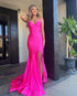 Mermaid Fuchsia Lace Up Long Prom Dress With Slit