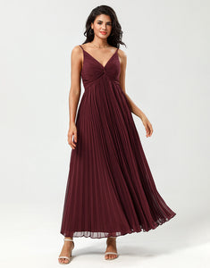 A-Line Sleeveless Burgundy Bridesmaid Dress