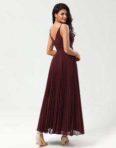 A-Line Sleeveless Burgundy Bridesmaid Dress