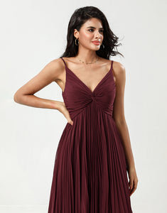 A-Line Sleeveless Burgundy Bridesmaid Dress