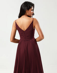 A-Line Sleeveless Burgundy Bridesmaid Dress