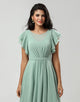 Chiffon V-neck Mint Bridesmaid Dress with Slit