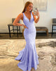 Purple V-neck Mermaid Long Prom Dress