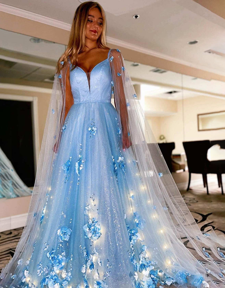 Dressself Lavender Prom Dress with 3D Flowers Princess Dance Dresses Dressself Lavender Prom Dress with 3D Flowers Princess Dance Dresses