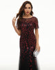 Leaves Sequins Mother Dress with Short Sleeves