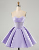 Cute Fuchsia A Line Sweetheart Corset Homecoming Dress with Beading