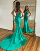 Green Mermaid Backless Beaded Long Prom Dress