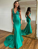 Green Mermaid Backless Beaded Long Prom Dress