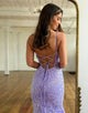 Lilac Mermaid Spaghetti Straps Corset Long Prom Dress