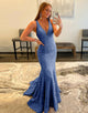 Light Blue Sequin Mermaid Long Prom Dress