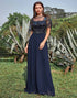 Navy Appliques Sequin Mother of Bride Dress