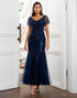 Navy Blue Sequins Mermaid Mother of the Bride Dress