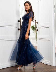Navy Blue Sequins Mermaid Mother of the Bride Dress