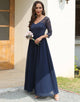Navy Lace and Chiffon Mother of the Bride Dress